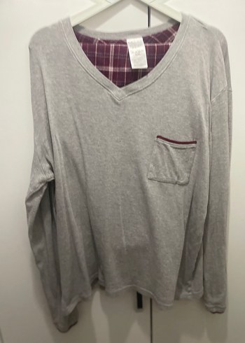 Bordo Ekoseli Gri Üst Rahat erkekPijama Takımı - Görsel 6