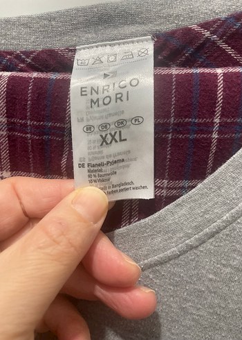 Bordo Ekoseli Gri Üst Rahat erkekPijama Takımı - Görsel 7