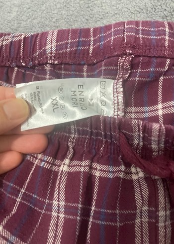 Bordo Ekoseli Gri Üst Rahat erkekPijama Takımı - Görsel 5