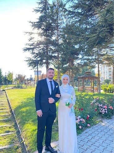 38 Beden beyaz Renk Beyaz saten nıkah elbısesı
