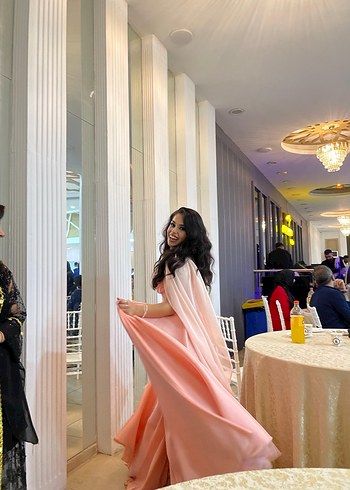 Pudra Straplez Uzun Abiye Elbise - Görsel 3