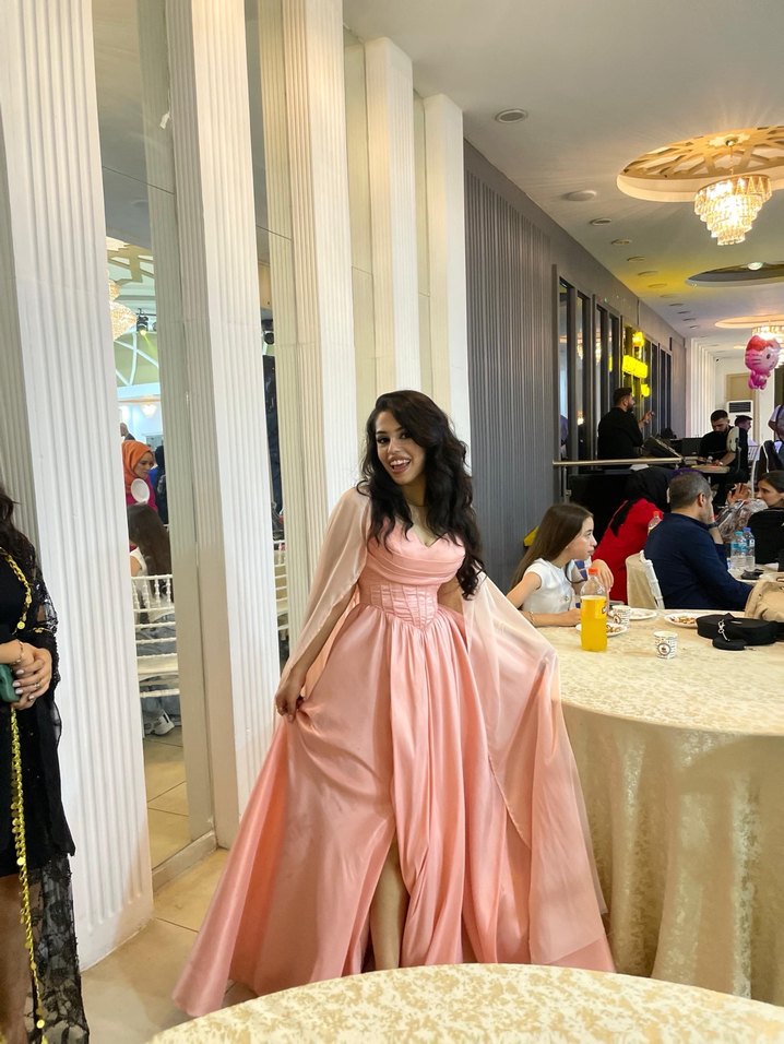 Pudra Straplez Uzun Abiye Elbise - Görsel 2