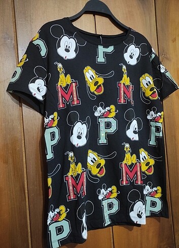 Diğer Kadın Mickey Baskılı Siyah Tshirt