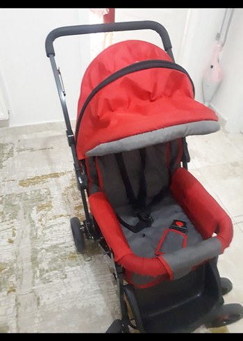 Kırmızı ve Gri Bebek Arabası - Görsel 2