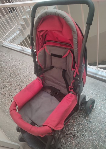 Kırmızı ve Gri Bebek Arabası - Görsel 6