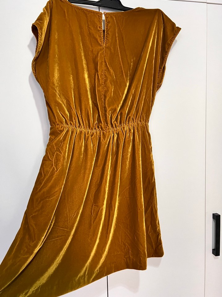 Kahverengi Midi Keten Elbise GAP marka - Görsel 5