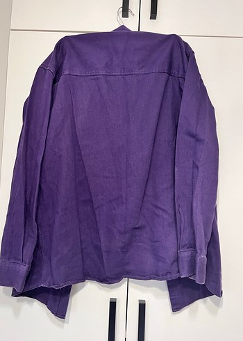 Mor Uzun Kollu Denim Gömlek - Görsel 3