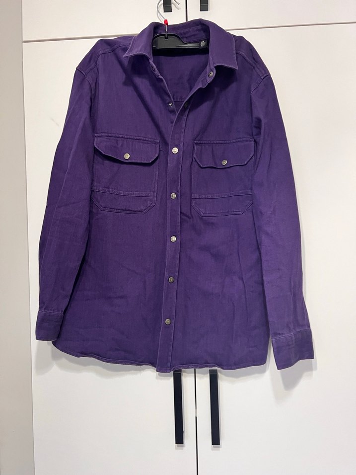 Mor Uzun Kollu Denim Gömlek - Görsel 2