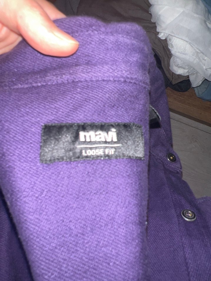 Mor Uzun Kollu Denim Gömlek - Görsel 4