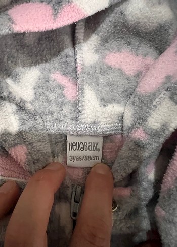 HelloBaby Kız Çocuk Gri Kapüşonlu Kelebek Desenli Tulum