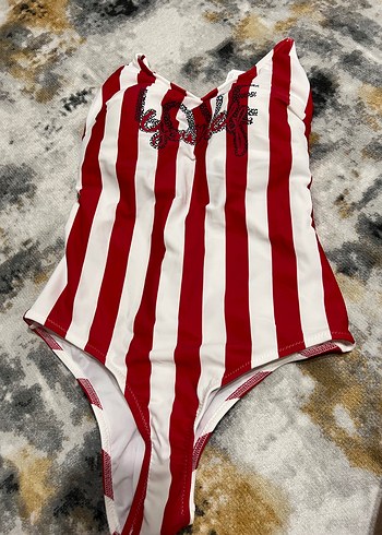 Çizgili Kırmızı mayo Suwen - Görsel 2