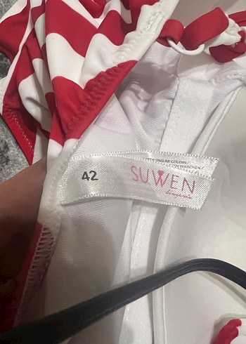 Çizgili Kırmızı mayo Suwen - Görsel 5