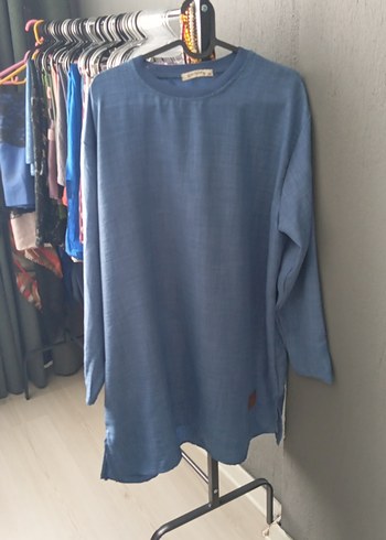 Mavi Kadın Uzun Kollu Salaş Tunik