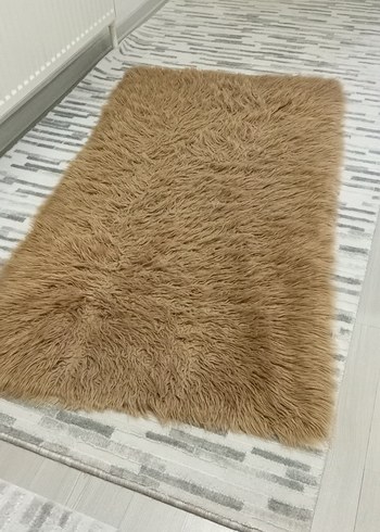 Bej Peluş Modern Dekoratif Halı