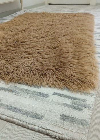 Merinos Bej Peluş Modern Dekoratif Halı