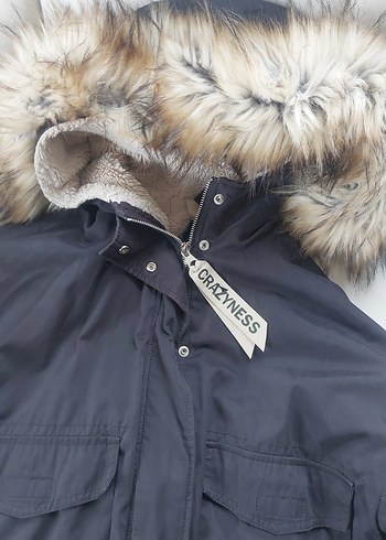 Gri Kapüşonlu Kadın Kışlık Mont - Görsel 13