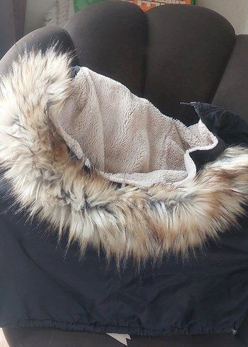 Gri Kapüşonlu Kadın Kışlık Mont - Görsel 12