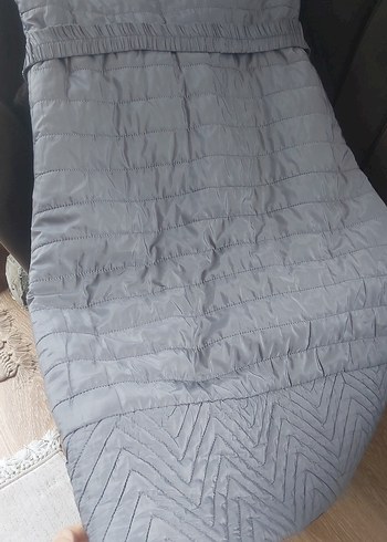 Gri Uzun Kadın Kışlık Kemerli Mont - Görsel 9