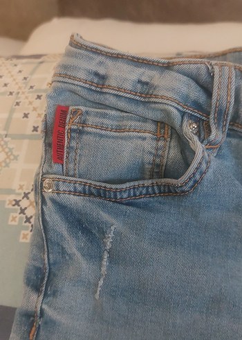 Düğmeli Mavi Kadın Normal Boy Jean - Görsel 5