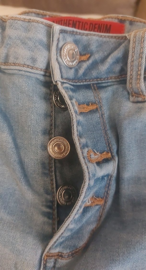 Düğmeli Mavi Kadın Normal Boy Jean - Görsel 4