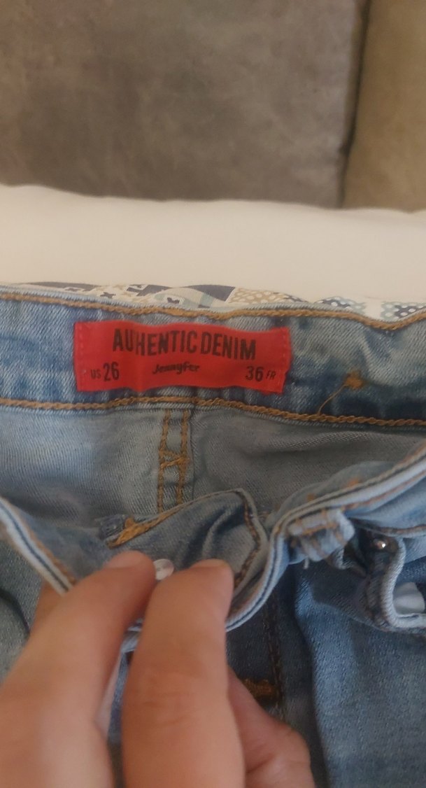 Düğmeli Mavi Kadın Normal Boy Jean - Görsel 3