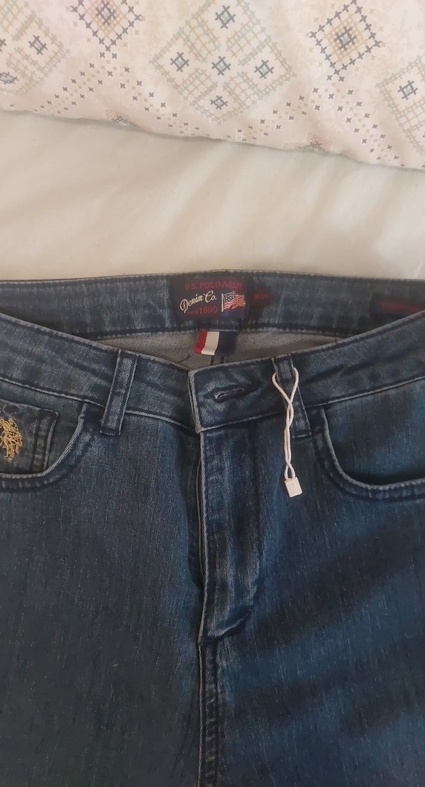 Kadın Gri Kot Pantolon, Kemerli, Midi Boy - Görsel 3