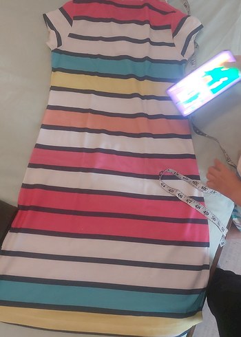 Çizgili Midi Kadın Elbise - Görsel 7