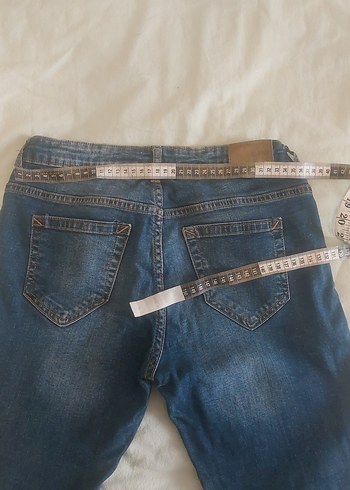 Kadın Lacivert Midi Boy Kemerli Denim Pantolon - Görsel 6