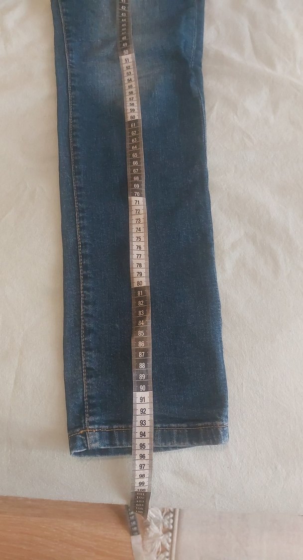 Kadın Lacivert Midi Boy Kemerli Denim Pantolon - Görsel 2