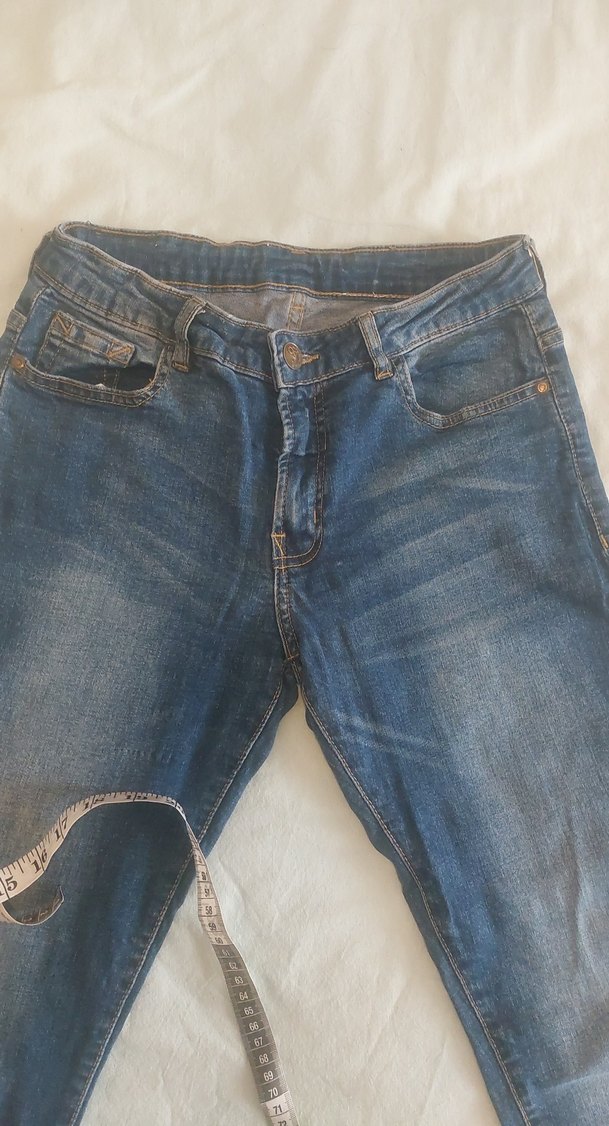 Kadın Lacivert Midi Boy Kemerli Denim Pantolon - Görsel 3