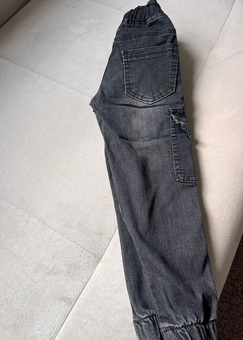 Gri Erkek Çocuk paçası lastikli Denim Pantolon - Görsel 2