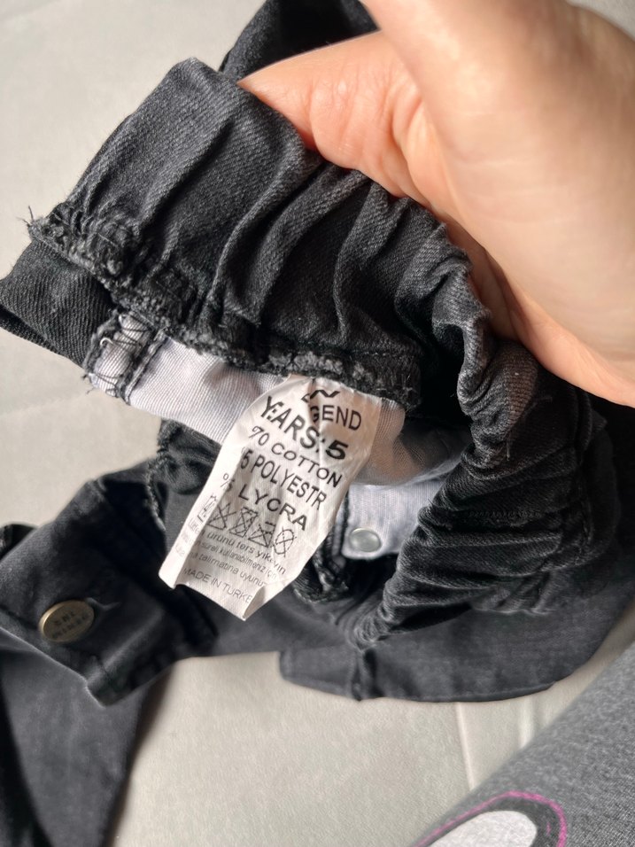 Gri Erkek Çocuk paçası lastikli Denim Pantolon - Görsel 3