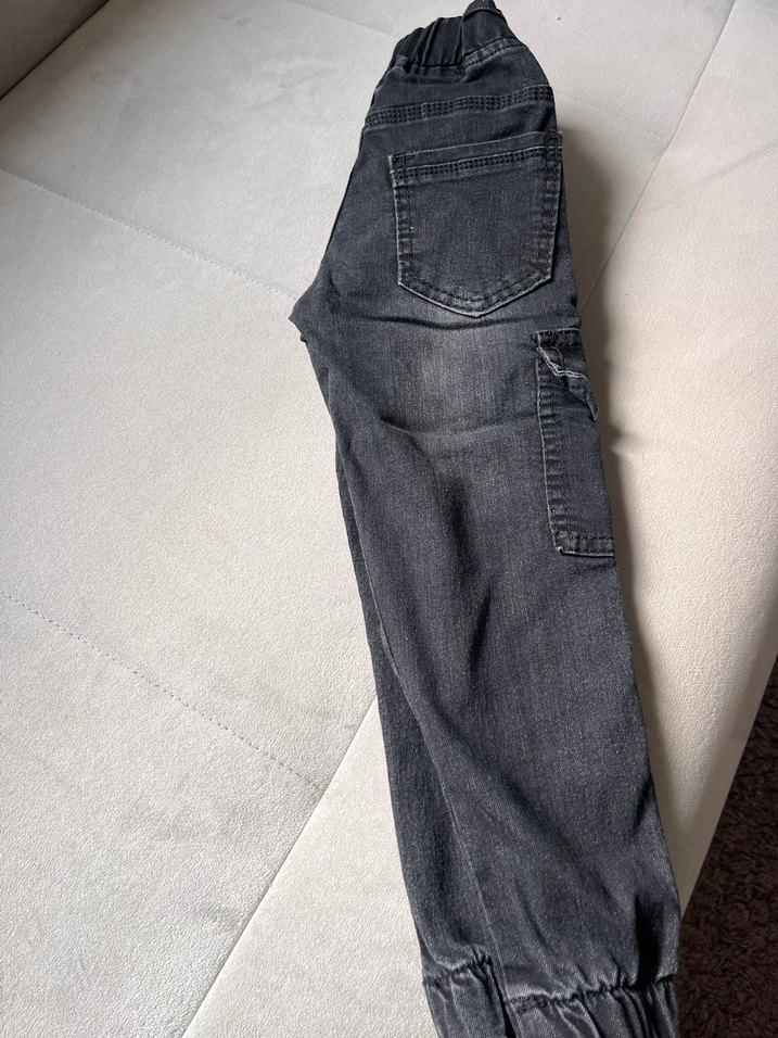 Gri Erkek Çocuk paçası lastikli Denim Pantolon - Görsel 2