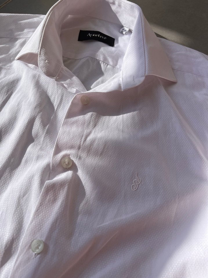 Düğmeli Beyaz Keten Erkek Gömlek - Görsel 4