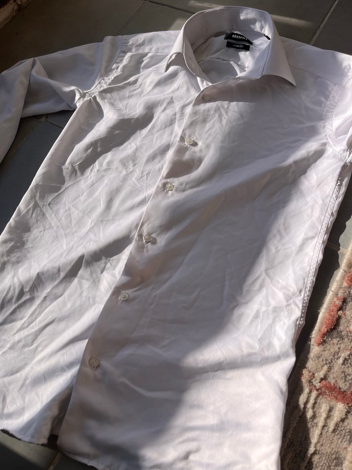 Slim fit Beyaz uzun Kollu keten  Gömlek - Görsel 2