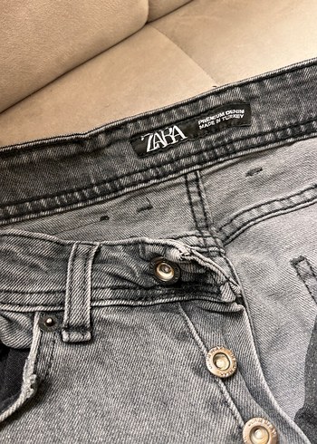 Gri Düğmeli dar paça erkek Jean - Görsel 2