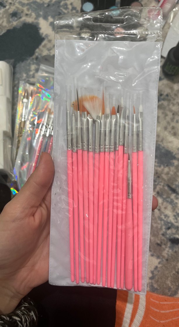 Pastel Pembe Tırnak Fırça Seti - Görsel 2