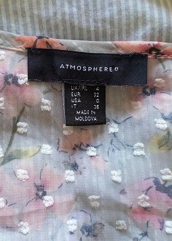 Gri Çiçek Desenli V Yaka Kolları fırfırlı Bluz - Görsel 6