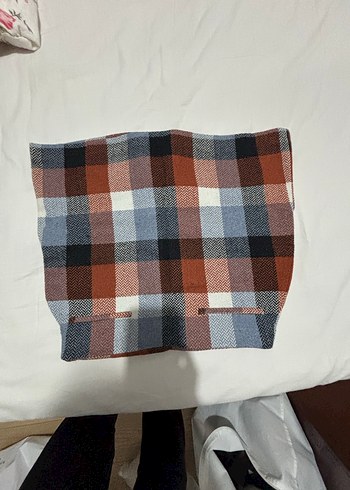 Kadın Çok Renkli Kareli Midi Triko Etek - Görsel 3