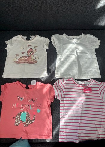 HelloBaby Kız bebek Kısa Kollu Pamuklu Baskılı Tişört