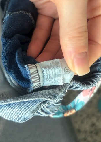 6-9 Ay Beden mavi Renk Kız bebek Renkli Bağlamalı kot Tulum