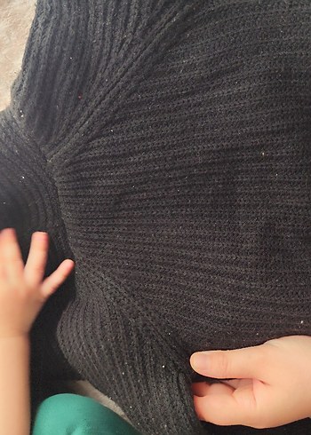 3-6 Ay Beden siyah Renk Erkek Çocuk Siyah Kapüşonlu Triko Mont