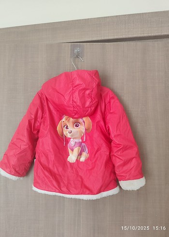 Kapüşonlu Pembe Kız Çocuk Mont