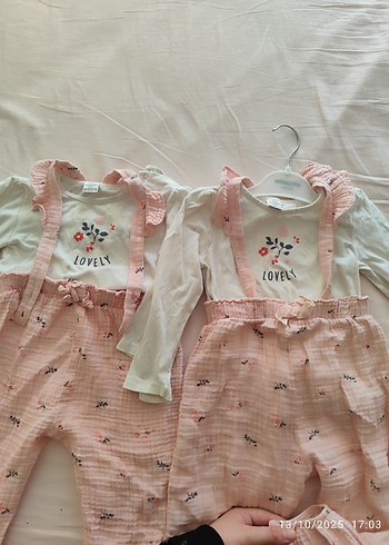 Pembe Nakışlı Bebek Kız Takımı Uzun Kollu - Görsel 2