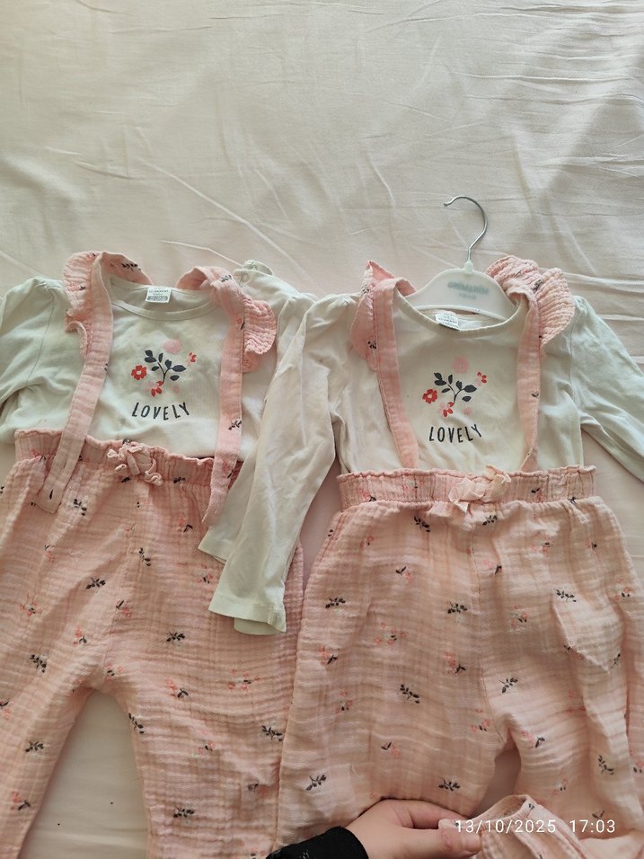 Pembe Nakışlı Bebek Kız Takımı Uzun Kollu - Görsel 2