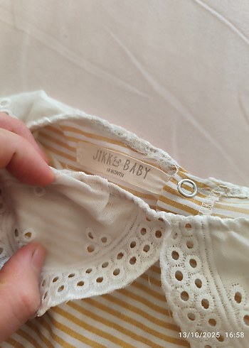 Kız Çocuk Bej Nakışlı Fırfırlı Elbise - Görsel 4