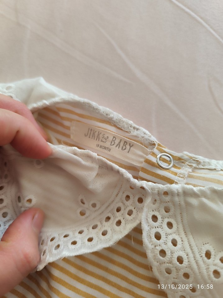 Kız Çocuk Bej Nakışlı Fırfırlı Elbise - Görsel 4