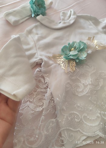 Beyaz Nakışlı Dantel Kız Elbisesi - Görsel 2