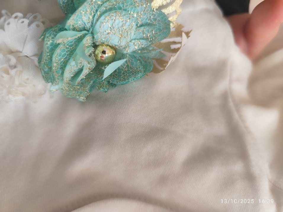 Beyaz Nakışlı Dantel Kız Elbisesi - Görsel 4