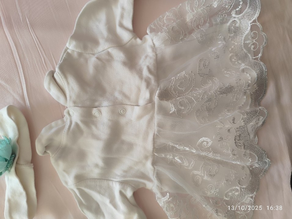 Beyaz Nakışlı Dantel Kız Elbisesi - Görsel 3